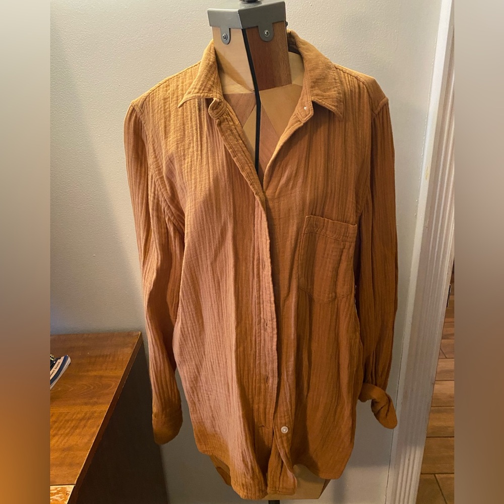 J. Crew Classic-fit double-gauze button down shirt marigold